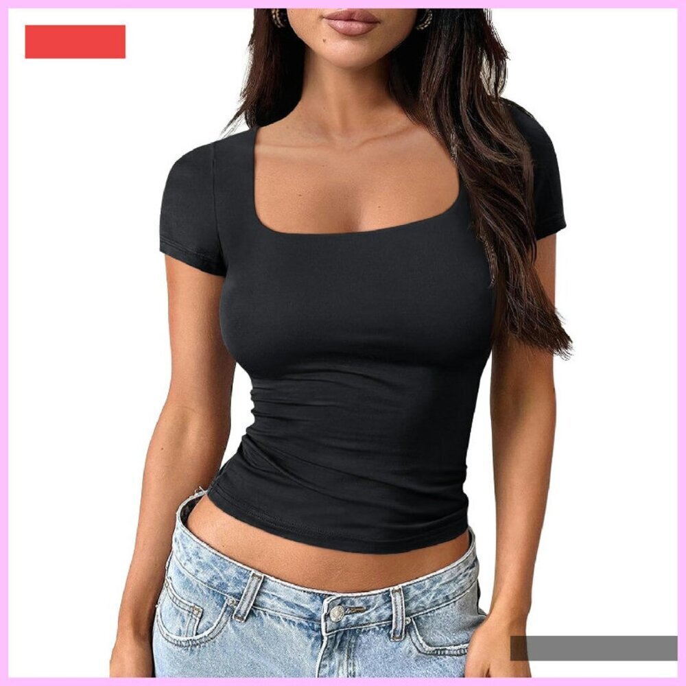 Double Lined Crop Top for Women, Y2K Workout Beach Fashion